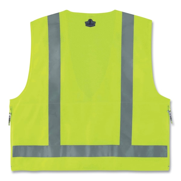 GloWear 8250Z Class 2 Surveyors Zipper Vest, Polyester, 2X-Large/3X-Large, Lime